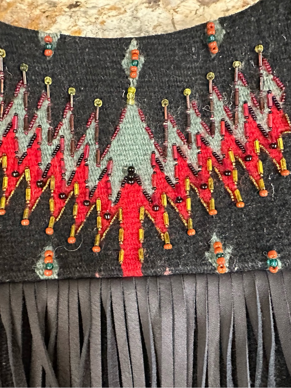 Gorgeous vtg Krista Koeppe designer wool beaded vest w fringe collectible
Rare - Picture 11 of 16